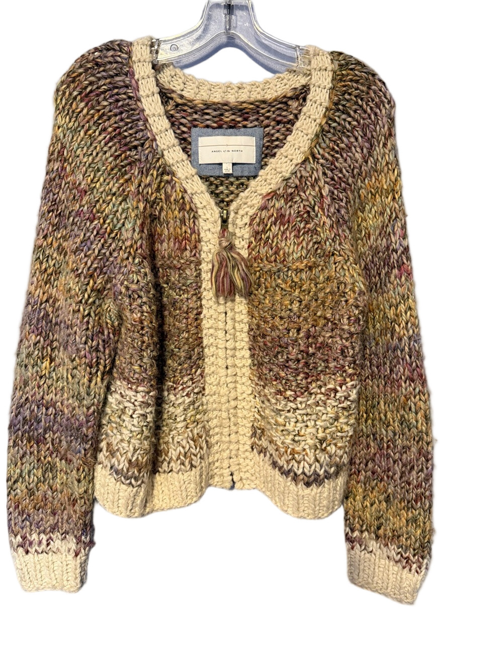 Anthropologie Angel of the North Chunky Knit Cardigan Multicolor Boxy Sz L